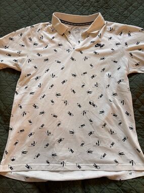Nike SB White Polo Shirt with Black All-Over Print
